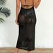 Elegant Beach Wrap Dress With High Slit & Lace Bow Tie - Flowy Summer Maxi Dress For Women (White/Black, S/M/L/Xl)_ecoleips.com