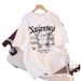 plus Size Women's Short Sleeve T-Shirt Cute Cartoon Print Flowy Loose Fit Tummy Control Casual Top for Curvy Figures_ecoleips.com