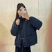 girl European Style Plaid Patchwork Hooded Short Jacket For Women, Autumn 2025 New Loose Slimming Padded Casual Top Trendy_ecoleips.com
