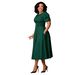 C8659 Foreign Trade Women's Clothing Cross-border New Style Round Neck Puff Sleeve High Waist Fashionable Large Hem Plus_ecoleips.com