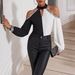 Women's Fashionable Casual Off-Shoulder Color Block Long Sleeve Shirt Spring Autumn Wear_ecoleips.com