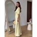 Elegant Off-Shoulder Midi Dress Set – Sexy Ruffle Hem & Wrap Waist Two-Piece Outfit (S-XXL, Butter Yellow)_ecoleips.com