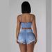 Women's Clothing Ins Pearl Diamond Chain Denim Suspender Vest Shorts Suit Sexy Hot Girl Two Piece Suit Female_ecoleips.com