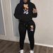 Women's Hip Hop Street Style Hoodie And Sweatpants Set Casual Cartoon Bear Print Loose Fit Warm Autumn Winter Clothing_ecoleips.com