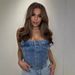 Women's Clothing Street Trend Denim Elastic Chest Button Top_ecoleips.com