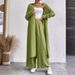 Pus Size Two Piece Set Loose Fitting Long Shirt Wide Leg Pants Fashion Sportswear For Spring Autumn_ecoleips.com