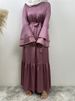 New Satin Muslim Woman Dress Double Bell Sleeves Abaya Luxury Dubai Diamond Long Dress Hem Splicing Kaftan Moroccan Woman Elegan_ecoleips.com