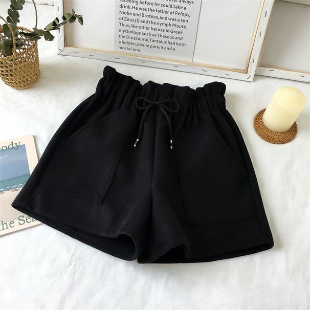 High Waist Woolen Autumn Winter New Black Wide Leg Pants Slimming Spring Outer Wear Loose Casual Boot Shorts For_ecoleips.com