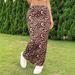 Women's High-Waisted Midi Skirt Leopard Print Knit Knee-Length Fitted Spring New Arrival_ecoleips.com