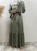 New Satin Muslim Woman Dress Double Bell Sleeves Abaya Luxury Dubai Diamond Long Dress Hem Splicing Kaftan Moroccan Woman Elegan_ecoleips.com