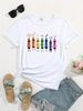European And American Cross-border Foreign Trade Women's Clothing Pencil Pattern Round Neck Printed Short-sleeve T-shirt_ecoleips.com