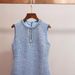 Mist Blue Sequin Vest Dress - Diamond Hollow Sexy Round Neck Early Spring Style _ecoleips.com
