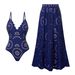 Women's One Piece Swimsuit Deep V Neck Push up Backless Long Overdress European American Style Factory Made Cross Border New_ecoleips.com
