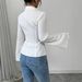K New Elegant Women's V-neck Single Breasted Solid Color Shirt_ecoleips.com