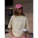 Outerwear Lazy Slimming Elegant European And American Style Summer 100% Cotton Short Sleeve T-Shirt Top Trendy_ecoleips.com
