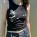 Women's Trendy Unique Graffiti Print round Neck Tank Top Color Blocking Slim Fit Street Style Spring Summer Hot Girl Fashion Top_ecoleips.com