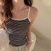 Women's Clothing Pure Cotton Contrast Color Knitted Striped Bottom Small Camisole Vest For Women With High Elastic Design And Sexy Tops_ecoleips.com