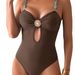 New 2025 Solid Color One Piece Swimsuit Cross Border Women's Beachwear for Hot Springs Suitable Foreign Trade Huludao_ecoleips.com