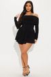 Elegant Off-Shoulder Women's Long Sleeved Pleated Dress Sexy Party Wear European American Style Solid Color Cross Border Design_ecoleips.com