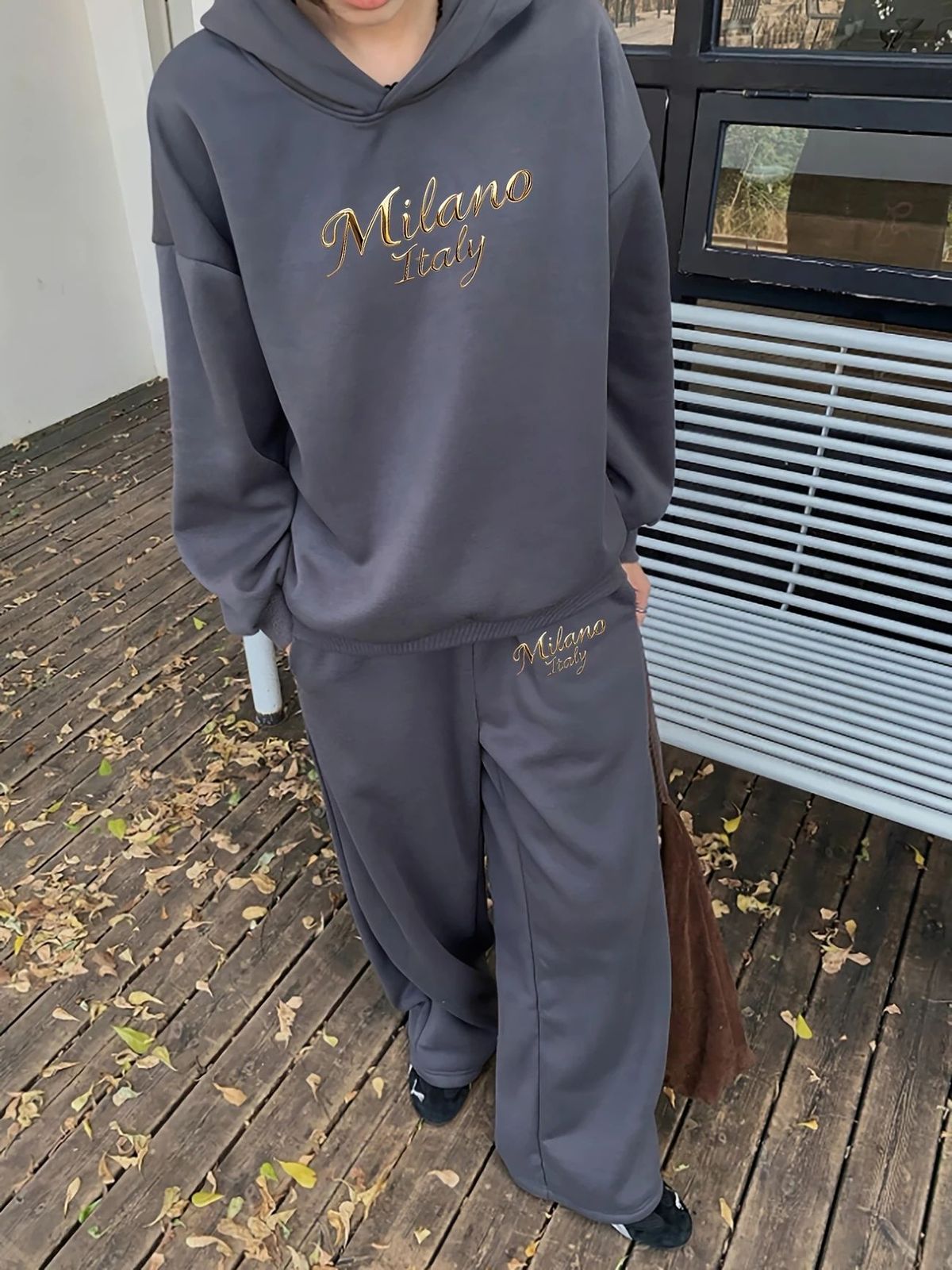 Women's Letter Print Hoodie Set, Long Sleeve Pullover Sweatshirt And Elastic Waist Pants_ecoleips.com