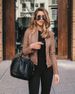 Women's Faux Leather Blazer Jacket, Fashion PU Trench Coat For Autumn Winter, Versatile Slim Fit Office Casual Outerwear_ecoleips.com