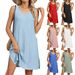 Women's Clothing Spring And Summer New Solid Color Round Neck Loose Sleeveless Pocket Dress In Stock_ecoleips.com