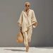 Women's Batwing Sleeve V-Neck Lounge Set Casual Two Piece Outfit Relaxed Fit Comfortable Clothing_ecoleips.com