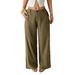 Women's mid Waist Wide Leg Pants Spring 2026 Casual Commuter Cotton Linen Solid Color Long Pants with Pockets_ecoleips.com