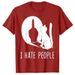 Cat Shadow I Hate People Middle Finger T-Shirt Humor Funny Kitty Graphic Outfit Short Sleeve Blouses Gifts Sarcastic_ecoleips.com