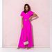 Women's Solid Color V-Neck Casual Jumpsuit Short Sleeve Waist Trousers American Style Polyester_ecoleips.com