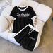 Women's Los Angeles Print T-Shirt & Shorts Set – Contrast Color Casual Outfit For Summer_ecoleips.com