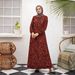 Women's Clothing Muslim Fashion Long Robe – Flowy Muslim Dress With Traditional Print (Red, S-XL)_ecoleips.com
