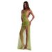 Women's French Style Beaded Studded Openwork Halter Top Backless Design Sexy Vacation Dress_ecoleips.com