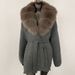 Luxury Oversized Knit Cardigan With Real Fox Fur Collar - Elegant Loose Fit Long Sleeve Open Front Sweater For Women_ecoleips.com