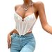 European And American Fashion New Design Satin Mesh Fishbone Strap Diamond-shaped Double-layer Pleated Camisole 10657_ecoleips.com