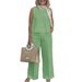 2026 Summer New Cross-Border Women's Clothing Cotton-Linen European American Sleeveless Top And Wide-Leg Pants_ecoleips.com