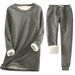 K New Women's Medium To Long Thickened Large Size Velvet Bottom Shirt, Slim Fit Warm Set_ecoleips.com