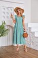 Women's Clothing Flying Sleeve Square Neck Off Shoulder Pleated Hem Dress_ecoleips.com