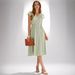 Spring And Summer New Casual Solid Color V-Neck Waist Cinched Fresh Style Women's Dress_ecoleips.com