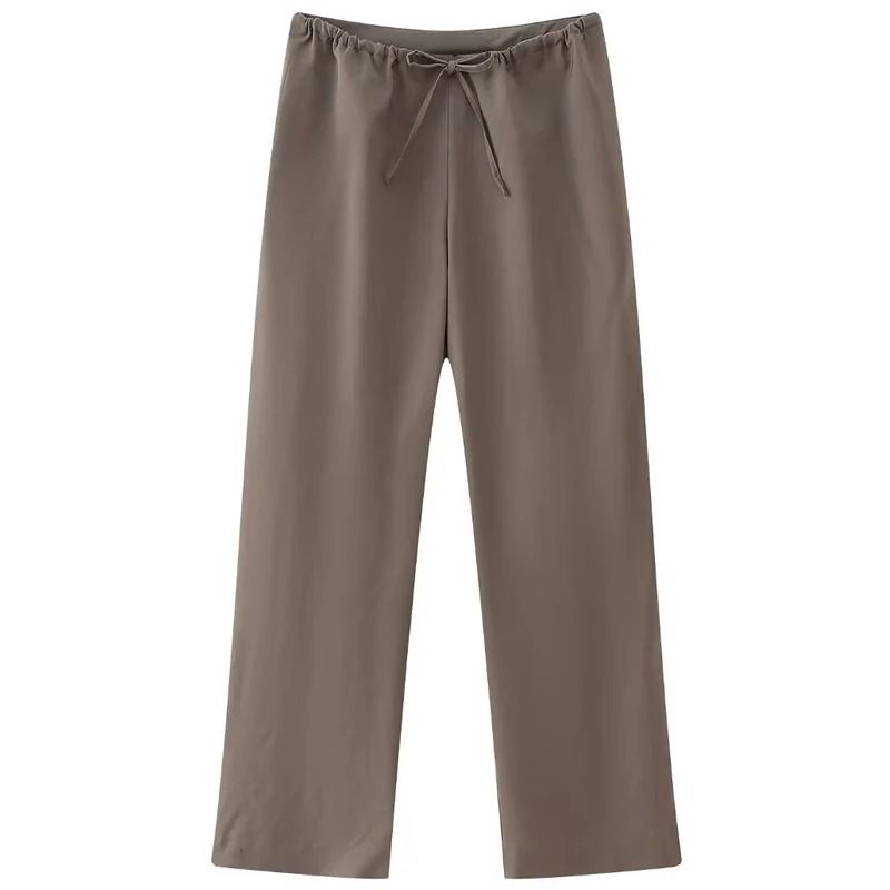 Cross-Border Satin For Women Summer Two-Piece Set Casual Fashion High-End European And American Style Export Long Pants_ecoleips.com