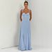 Elegant Cross-Front Low-Cut Bodycon Dress With Open Back | Slim Fit Milk Silk Midi Dress For Women | Sexy Evening Gown In Blue & Yellow_ecoleips.com