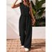 Women's Clothing Summer Casual Commuting Front Button Vest And Trousers Set V Neck Vest_ecoleips.com