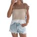 2026 Spring Summer Color Block Cable Knit Casual Loose Batwing Sleeve Sweater Vacation Top Cross-Border Women's_ecoleips.com