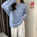 European American Real Shot 6535 Cotton Waffle Sweatshirt For Women, Round Neck, Loose Fit, Spring And Autumn 2025 New_ecoleips.com