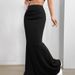 Verve 2025 Summer Women's Sexy Fashion Solid Color Slim Fit Long Skirt_ecoleips.com