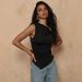 Aria Basics Aria Basics European American Cross-border 2026 Women's Sleeveless Tank Top With Metal Buckle, Solid Color, Irregular Pleats,_ecoleips.com