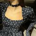 European American Women's Fashion 2026 Spring And Autumn New French Tea Party With Collar, Square Neck, Long Sleeves,_ecoleips.com