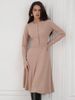 Spring Ribbed Dress for Women round Neck Button Long Sleeve European American Style Side Slit New Arrival 2025_ecoleips.com