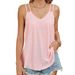 Aria Basics Aria Basics European And American Cross-border Foreign Trade 2024 Spring/summer New Solid Color V-neck Camisole Loose T-shirt_ecoleips.com