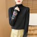 A Long-Sleeved Top With Semi-High Collar, Made Of Soft Wool Fabric, Featuring A New-Style Chinese-Inspired Embroidery De_ecoleips.com